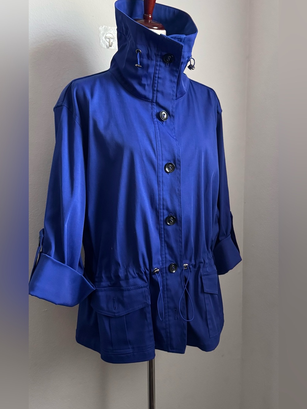 Ruby Rd Blue Funnel Neck Utility Jacket Plus Size 24W - Picture 3 of 9